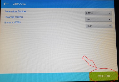 Correcció - app eIDAS Scan - botó executar