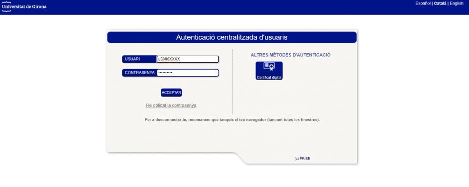 autenticació UdG